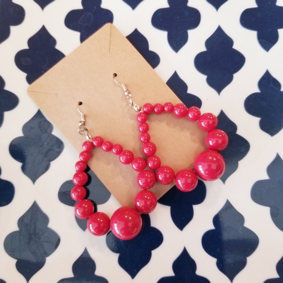 Red Beaded Earrings - Picture 1 of 10